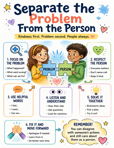 Separate the Problem From the Person I Educational Poster I Classroom Decor