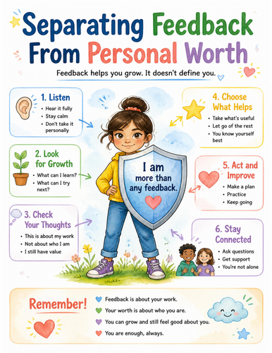 Separating Feedback From Personal Worth I Educational Poster I Classroom Decor