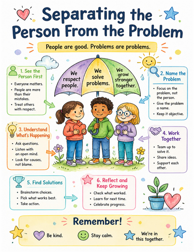Separating the Person From the Problem I Educational Poster I Classroom Decor