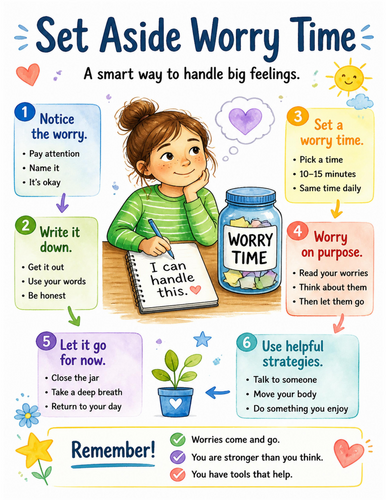Set Aside Worry Time I Educational Poster I Classroom Decor