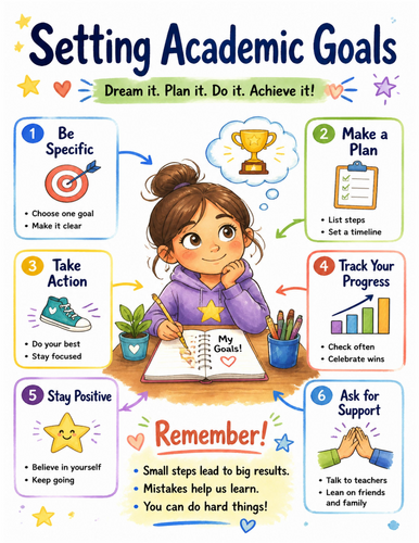 Setting Academic Goals I Educational Poster I Classroom Decor