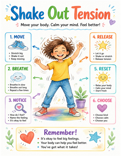 Shake Out Tension I Educational Poster I Classroom Decor