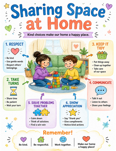 Sharing Space at Home I Educational Poster I Classroom Decor