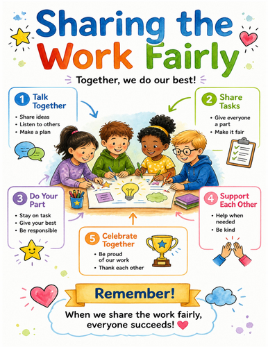 Sharing the Work Fairly I Educational Poster I Classroom Decor