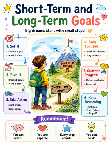 Short-Term and Long-Term Goals I Educational Poster I Classroom Decor