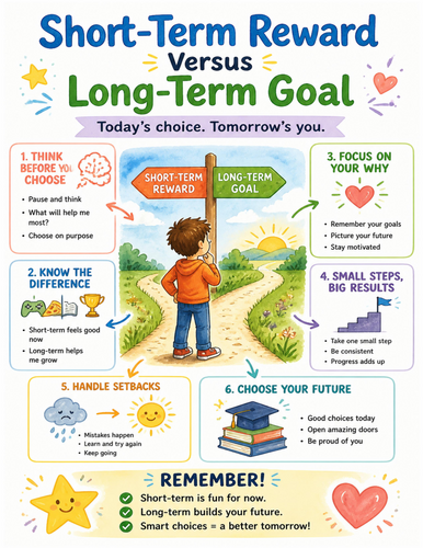 Short-Term Reward Versus Long-Term Goal I Educational Poster I Classroom Decor
