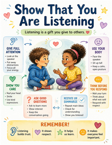 Show That You Are Listening I Educational Poster I Classroom Decor