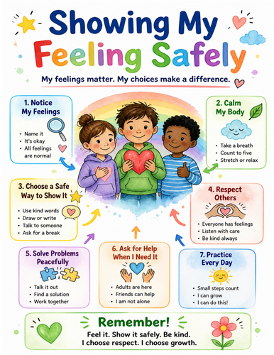 Showing My Feeling Safely I Educational Poster I Classroom Decor