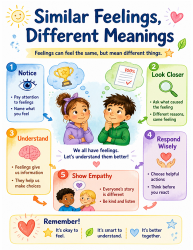 Similar Feelings, Different Meanings I Educational Poster I Classroom Decor