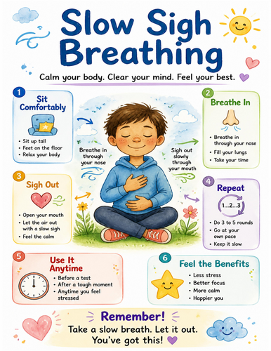 Slow Sigh Breathing I Educational Poster I Classroom Decor