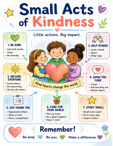 Small Acts of Kindness I Educational Poster I Classroom Decor