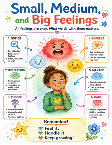 Small, Medium, and Big Feelings I Educational Poster I Classroom Decor