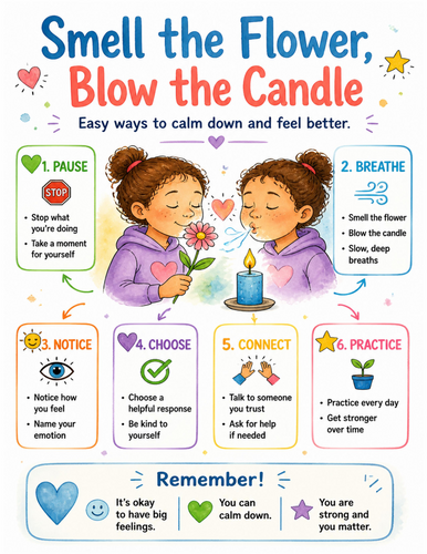 Smell the Flower, Blow the Candle I Educational Poster I Classroom Decor