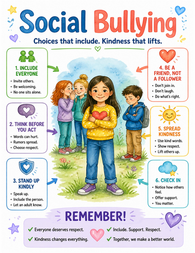 Social Bullying I Educational Poster I Classroom Decor
