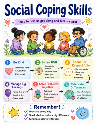 Social Coping Skills I Educational Poster I Classroom Decor