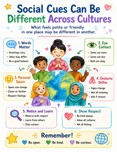 Social Cues Can Be Different Across Cultures I Educational Poster I Classroom Decor