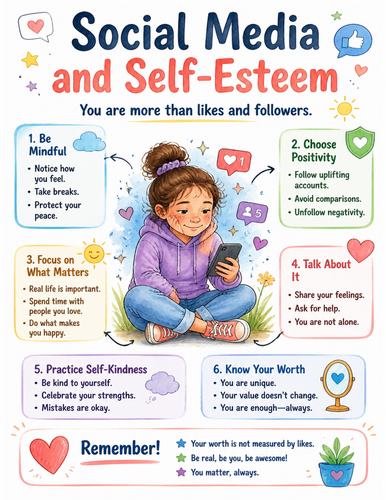 Social Media and Self-Esteem I Educational Poster I Classroom Decor