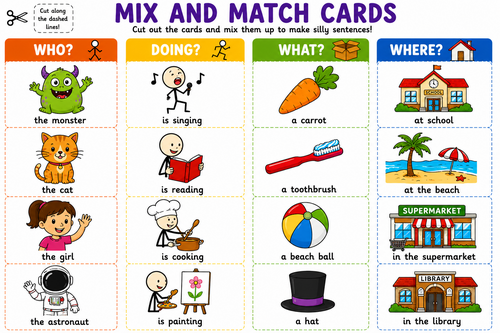 Draft Colourful Semantics Silly Sentence Pack | SEN, Speech & Language, Autism & Early Writing