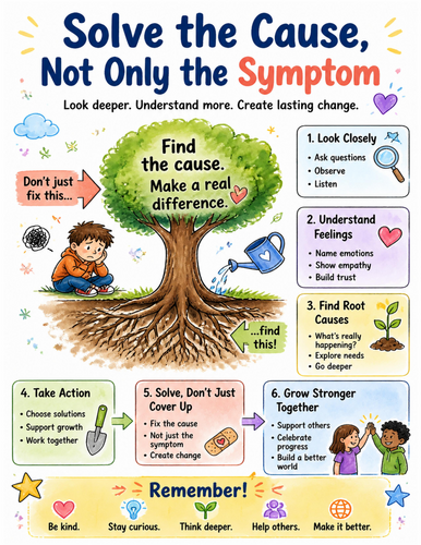 Solve the Cause, Not Only the Symptom I Educational Poster I Classroom Decor