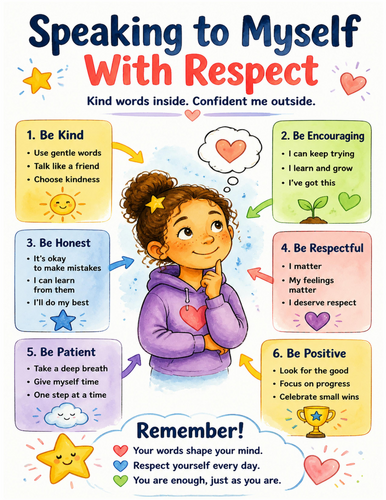 Speaking to Myself With Respect I Educational Poster I Classroom Decor