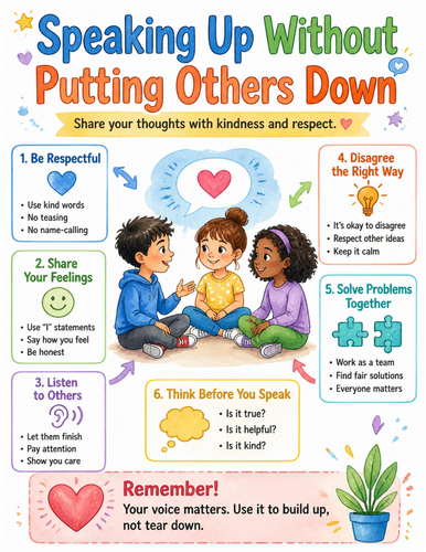 Speaking Up Without Putting Others Down I Educational Poster I Classroom Decor