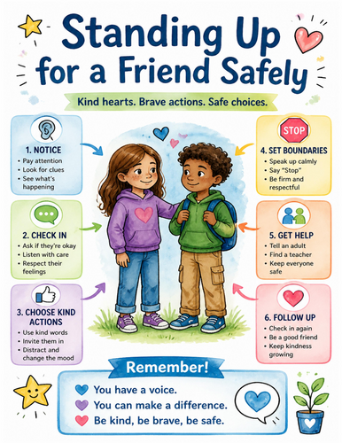 Standing Up for a Friend Safely I Educational Poster I Classroom Decor