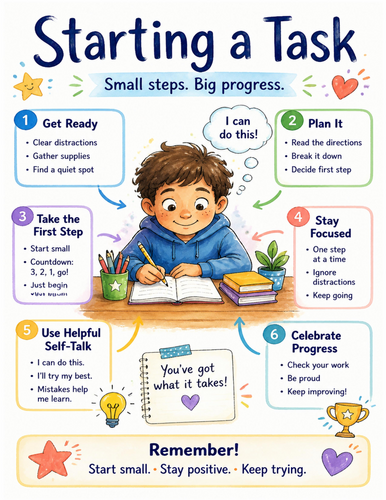 Starting a Task I Educational Poster I Classroom Decor