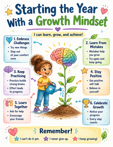 Starting the Year With a Growth Mindset I Educational Poster I Classroom Decor