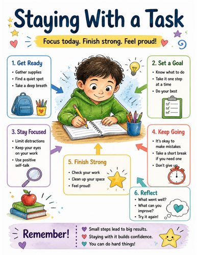 Staying With a Task I Educational Poster I Classroom Decor