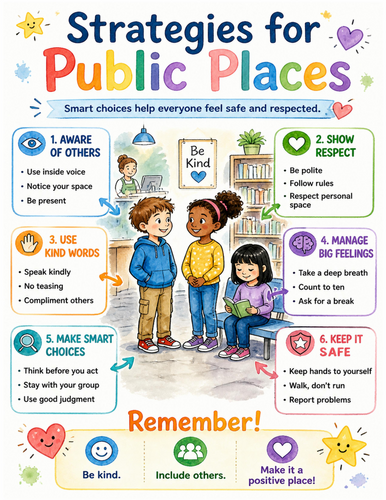 Strategies for Public Places I Educational Poster I Classroom Decor