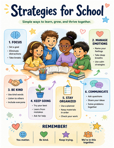 Strategies for School I Educational Poster I Classroom Decor