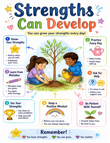 Strengths Can Develop I Educational Poster I Classroom Decor