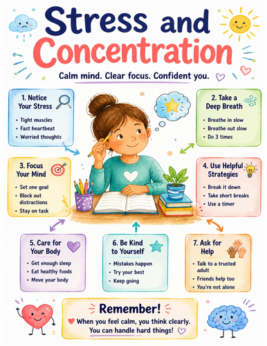 Stress and Concentration I Educational Poster I Classroom Decor