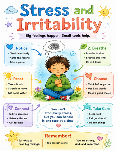 Stress and Irritability I Educational Poster I Classroom Decor