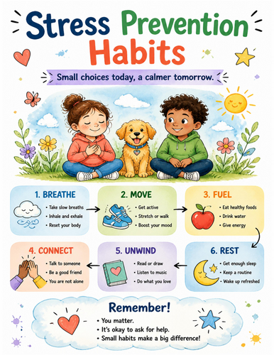 Stress Prevention Habits I Educational Poster I Classroom Decor
