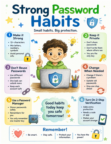 Strong Password Habits I Educational Poster I Classroom Decor