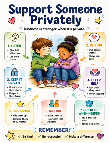 Support Someone Privately I Educational Poster I Classroom Decor