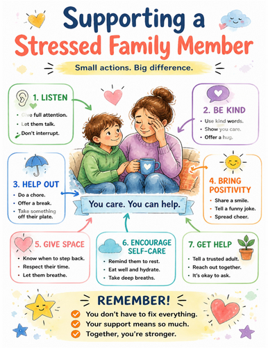 Supporting a Stressed Family Member I Educational Poster I Classroom Decor