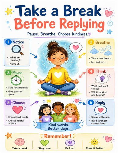 Take a Break Before Replying I Educational Poster I Classroom Decor