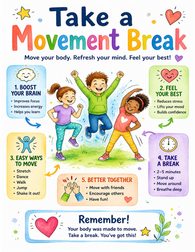 Take a Movement Break I Educational Poster I Classroom Decor