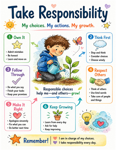 Take Responsibility I Educational Poster I Classroom Decor