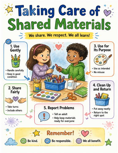 Taking Care of Shared Materials I Educational Poster I Classroom Decor