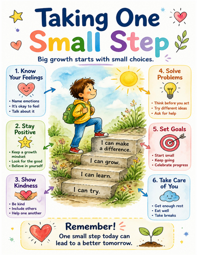 Taking One Small Step I Educational Poster I Classroom Decor