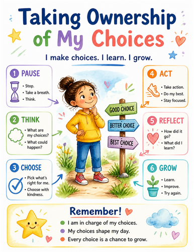 Taking Ownership of My Choices I Educational Poster I Classroom Decor