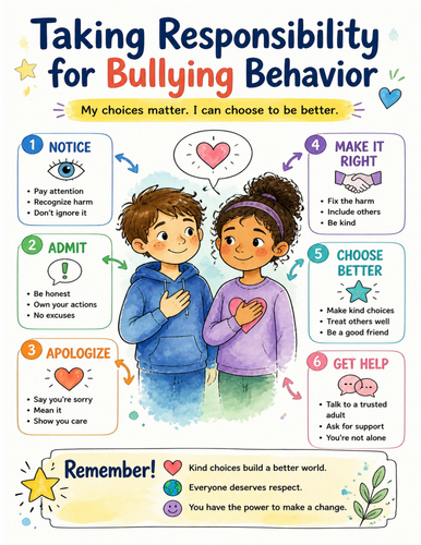 Taking Responsibility for Bullying Behavior I Educational Poster I Classroom Decor