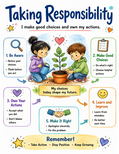 Taking Responsibility I Educational Poster I Classroom Decor