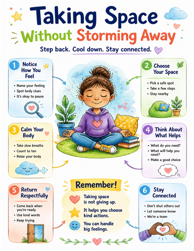 Taking Space Without Storming Away I Educational Poster I Classroom Decor