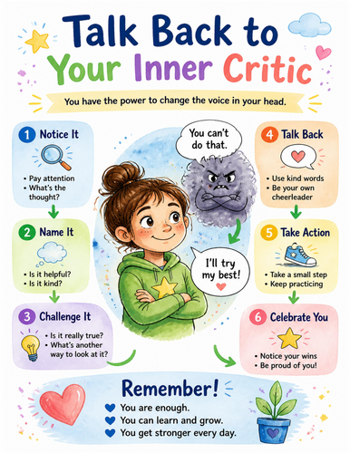 Talk Back to Your Inner Critic I Educational Poster I Classroom Decor
