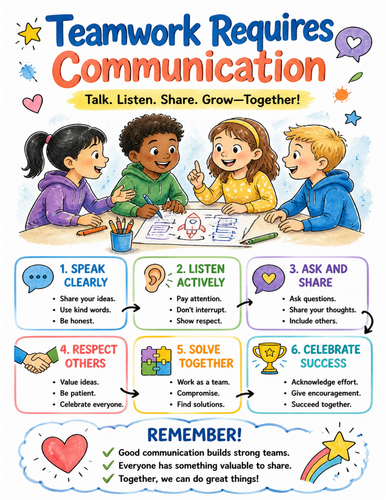 Teamwork Requires Communication I Educational Poster I Classroom Decor