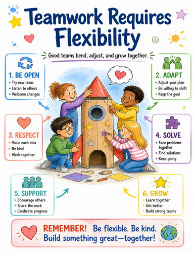 Teamwork Requires Flexibility I Educational Poster I Classroom Decor